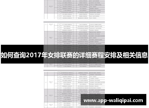如何查询2017年女排联赛的详细赛程安排及相关信息