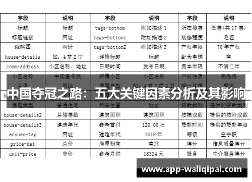 中国夺冠之路：五大关键因素分析及其影响